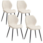 Wokaka - lot de 4 chaises - chaise de salle � manger r�tro - chaise en lin - pieds en m�tal(beige)