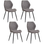 Wokaka - lot de 4 chaises - chaise de salle � manger r�tro - chaise en lin - pieds en m�tal(gris)