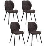 Wokaka lot de 4 chaises - chaise de salle � manger vintage en forme de diamant - chaise en lin - pieds ...