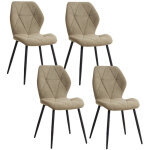 Wokaka - lot de 4 chaises - chaise de salle � manger vintage en forme de diamant - chaise en lin - pieds ...