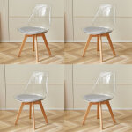 Wokaka lot de 4 chaises transparentes, chaises de salle � manger coussin en pu design scandinave(girs) ...