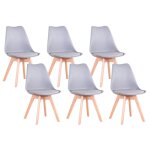 Lot de 6 chaises de salle a manger - coussin de siège en cuir - scandinave(gris) - wokaka Lot de 6 chaises de salle a manger - coussin de siège en cuir - scandinave(gris) - wokaka