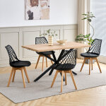 Wokaka lot table et chaises � manger - table mdf et m�tal noir 140cm - avec 4 chaises scandinaves de ...