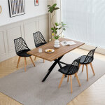 Wokaka lot table et chaises � manger - table mdf et m�tal noir 140cm - avec 4 chaises scandinaves de ...