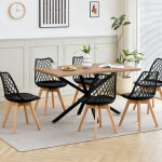 Wokaka lot table et chaises � manger - table mdf et m�tal noir 140cm - avec 6 chaises scandinaves de ...