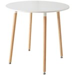 Wokaka - table � manger ronde scandinave - pour 2 - 4 personnes - pieds en bois de h�tre - l80h74cm