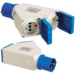 Adaptateur prise industrielle cetac - schuko double 2p � couvercle