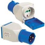 Adaptateur prise industrielle cetac - schuko simple 2p � couvercle