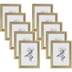 Woltu - 10x cadre photo 21x29, 7cm a4 cadre en bois et verre d�coration maison artos style or