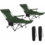Lot de 2 chaises de camping pliante, chaise longue avec repose - pied et appui - t�te amovible, fauteuil ...