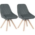 Lot de 2 chaises pivotantes de salle � manger woltu, chaise de cuisine en velours, pieds en bois massif, ...