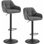 Woltu ? lot de 2 tabourets de bar r�glables en hauteur ? rev�tement chenille et velours c�tel� ? dossier ...