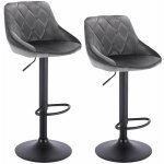 Lot de 2 tabourets de bar sige bien rembourr en velours woltu, hauteur rglable pieds en mtal, gris ...