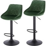 Woltu - lot de 2 tabourets de bar en velours + mtal tabourets de cuisine hauteur rglable, vert fonc ...