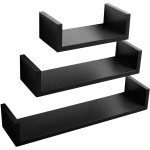 Woltu - lot de 3 etag�res murale - bois mdf - noir - epaisseur de 2 cm
