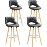 Woltu - lot de 4 tabouret de bar, en cuir synth�tique et bois massif avec dossier et repose - pieds, ...