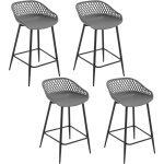 Woltu - lot de 4 tabourets de bar, tabourets bar avec repose - pieds et dossier, tabourets haut, tabourets ...