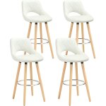 Woltu lot de 4 tabouret de bar, en cuir synth�tique et bois massif avec dossier et repose - pieds, 43x43x91cm, ...