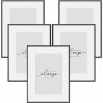 Lot de 5 cadre photo 20x30cm, cadre dcoration murales en aluminium, noir - woltu