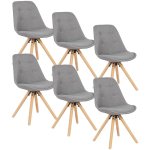 Lot de 6 chaise de salle  manger woltu, sige en lin, chaise de cuisine, pied en bois, style nordique, ...