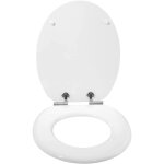 Abattant de toilette en mdf softclose, couvercle de wc charnire inoxydable, antibactrienne, blanc 37, ...