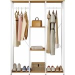 Armoire de rangement woltu, porte - manteau, portant  vtements avec tagre en bois et acier, 120 x ...