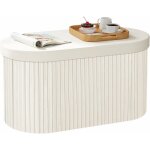 Banc de rangement pliable, 76x38x38 cm, banc coffre de rangement de 76l, en velours, ovale, crme - woltu ...