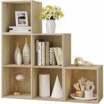 Bibliothque  6 compartiments woltu, tagre de rangement en bois d?ingnierie, 90x30x90cm, chne clair ...