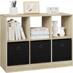 Woltu - bibliothque 80x30x60cm meuble de rangement, tagre rangement en bois d'ingnierie, 3 tiroirs ...