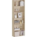 Woltu - biblioth�que �tag�re � 6 niveaux, �tag�re ouverte, meuble autoportant, 60x180x23, 5 cm, ch�ne ...