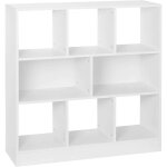 Woltu ? biblioth�que �tag�re � livres 8 casiers ? m�lamine blanche e1 ? dimensions 98x30x100cm ? capacit� ...