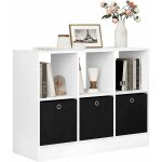 Bibliothque woltu, meuble de rangement, tagre avec 6 casiers, meuble cube, 3 tiroirs en tissu, 80x30x60cm, ...