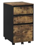 Woltu - caisson mobile, meuble rangement bureau avec 3 tiroirs, 40x40x70cm, marron rustique et noir, ...