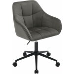 Woltu - chaise bureau en velours, fauteuil de bureau hauteur r�glable, gris fonc� + noir