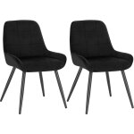 Lot de 2 chaises de salle � manger woltu chaises relaxantes en velours, ergonomiques avec dossier, noir ...