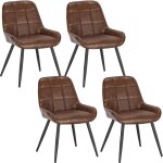 Woltu ? lot de 4 chaises de salle � manger ergonomiques en simili cuir marron ? dossier haut pour confort ...