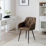 Chaise de salle � manger en simili cuir vintage, pieds en m�tal, chaise de cuisine avec dossier, accoudoirs, ...