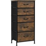 Commode en mdf cadre en mtal, meuble de rangement 30 x 45 x 95cm, chiffonnier avec 5 tiroirs en tissu, ...