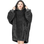 Couverture  capuche avec manches, couverture tv en flanelle avec 2 poches, douce et chaude 95x85cm, ...