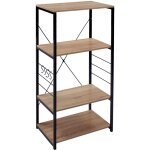 Etag�re four � micro - ondes woltu etag�re de cuisine en bois et acier, 4 niveaux, 60x40x123, 5 cm, noir ...