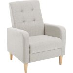 Woltu - fauteuil salon en lin + bois massif, fauteuil relax, fauteuil cabriolet, fauteuil scandinave ...