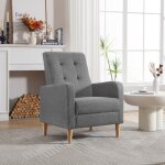 Woltu - fauteuil salon en lin + bois massif, fauteuil relax, fauteuil cabriolet, fauteuil scandinave ...