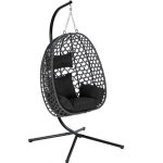 Woltu fauteuil ?uf suspendu avec support en m�tal, chaise hamac balan�oire en rotin pe, coussin de si�ge ...