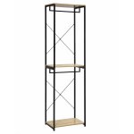 Woltu - porte - manteaux sur pieds en bois et acier, noir + chne clair, 60x40x213 cm