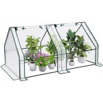 Serre de jardin, serre hivernage avec 2 portes enroulables, b�che renforc�e en pe, cadre en tube d'acier, ...