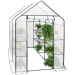 Woltu - serre de jardin pe, serre pour lgumes avec porte, blanc, 143x215x195cm