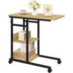 Woltu - table d'appoint avec roulettes, table basse, bout de canap�, plateau � hauteur r�glable, en bois ...