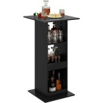 Woltu - table de bar carr�e avec 3 �tag�res, petite table de cuisine, meuble d'appoint, 60x60x112cm, ...