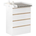 Woltu - table  langer commode bb  langer avec 4 tiroirs, en mdf et en bois d'ingnierie, 80x75x109, ...