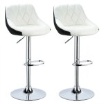 Woltu - tabouret de bar lot de 2 avec sige bien rembourr en similicuir, hauteur rglable, blanc noir ...